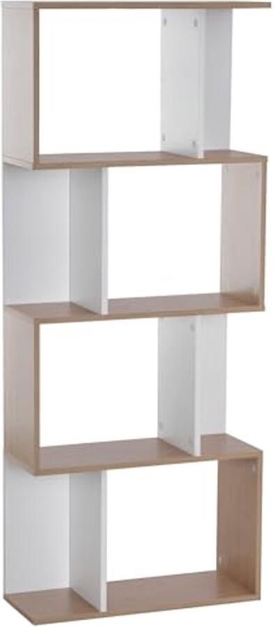 S-vormige boekenplank met 4 niveaus Moderne opbergkast voor boeken en decoratie