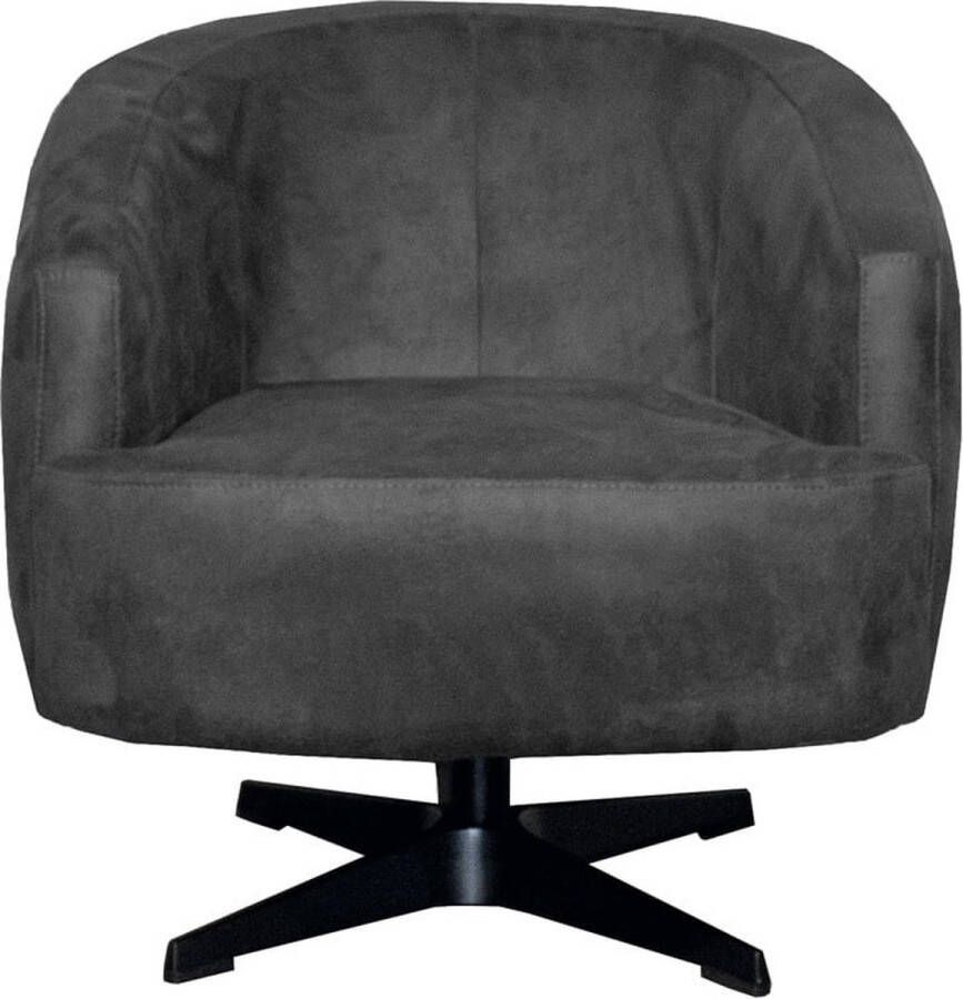 SALE! Fauteuil Macone Draaibaar 3 kleuren eco leer bull Antraciet zwart ster voet metaal