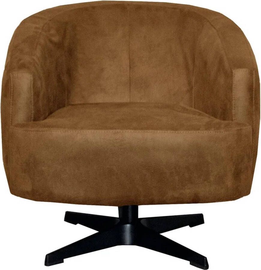 SALE! Fauteuil Macone Draaibaar 3 kleuren eco leer bull cognac zwart ster voet metaal