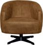 SALE! Fauteuil Macone Draaibaar 3 kleuren eco leer bull cognac zwart ster voet metaal - Thumbnail 2