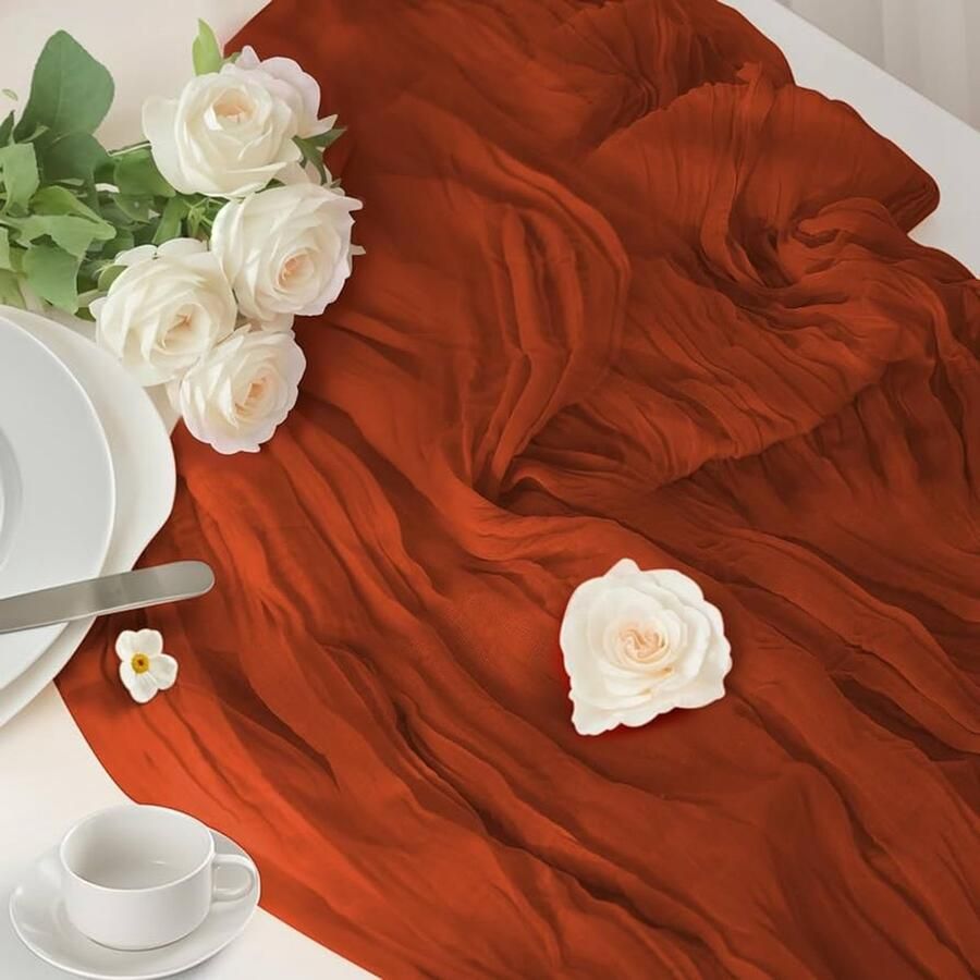 Saliegroene Tafelloper Boho stijl 1 stuk Katoen 90 x 400 cm