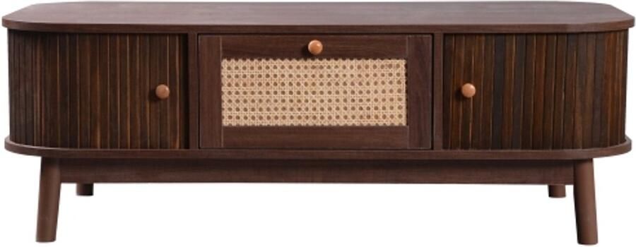 Gotagee Salontafel rotan salontafel laden met rotan en schuifdeuren met massief houten latten massief houten poten