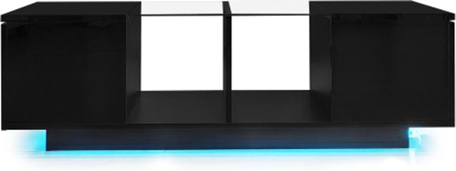 Gotagee salontafel met ledverlichting hoogglans tafelblad 120 x 50 x 38 5 cm glazen bovenblad zwart
