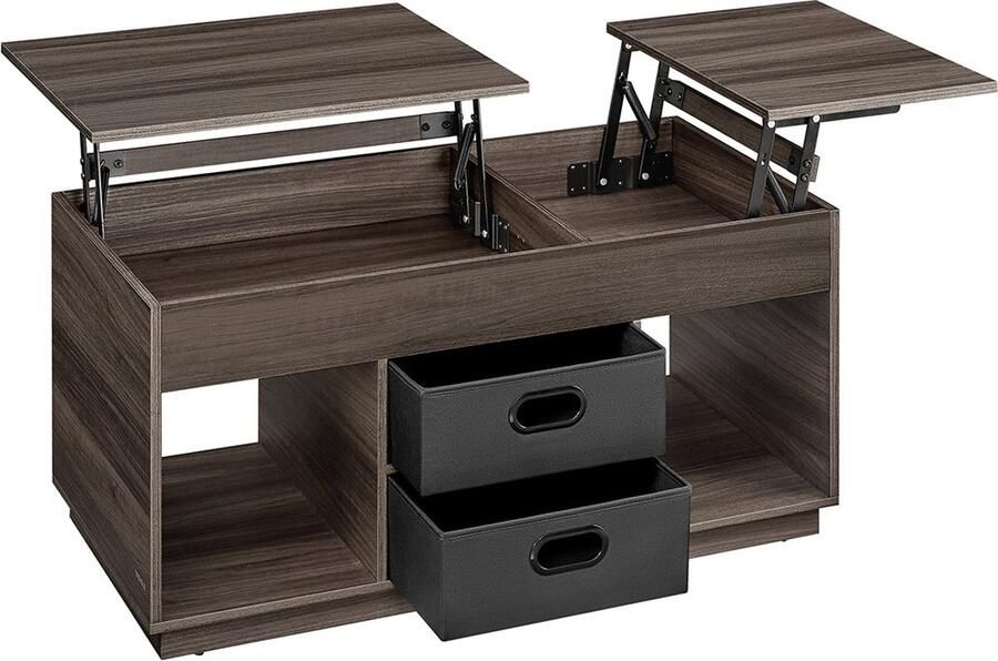 Rootz Living Rootz Salontafel met 2 Laden Opbergtafel Asbruin Staal en spaanplaat 50 cm x 100 cm x 48 cm 62 3 cm 27 5 kg 75 kg capaciteit