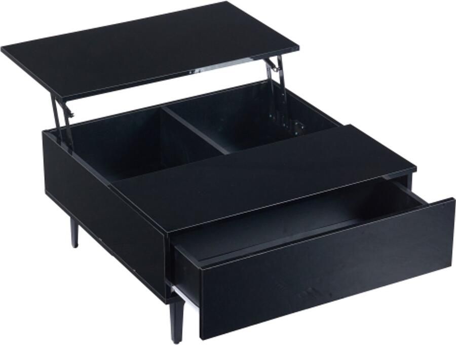 Salontafel 70*70*35cm in hoogte verstelbare salontafel met verborgen opbergruimte en planken witte hoogglans salontafel bureau met LED salontafel met lades