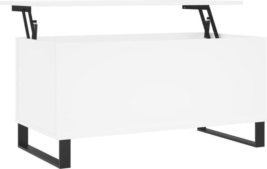 Salontafel 90x44 5 cm Witte Houten Woonkamertafel Trendy Bijzettafel voor Elegant Interieur