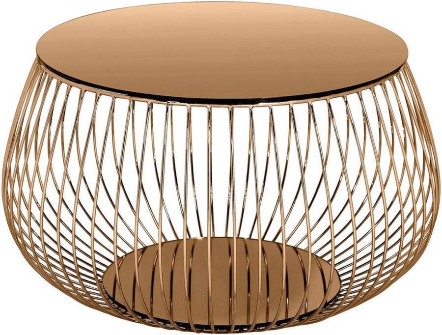 Salontafel Alisa Goud Rose Metaal Overig 72x72cm Hoogte 42 cm