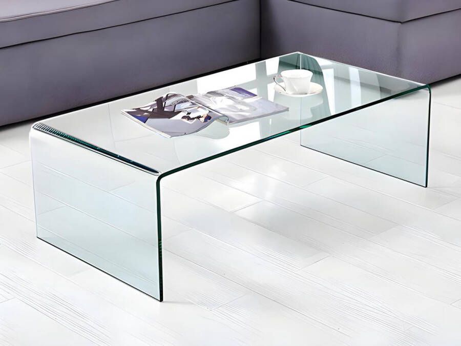 Vente-unique Salontafel ALONZO Gebogen gehard glas L 110 cm x H 35 cm x D 55 cm - Foto 4