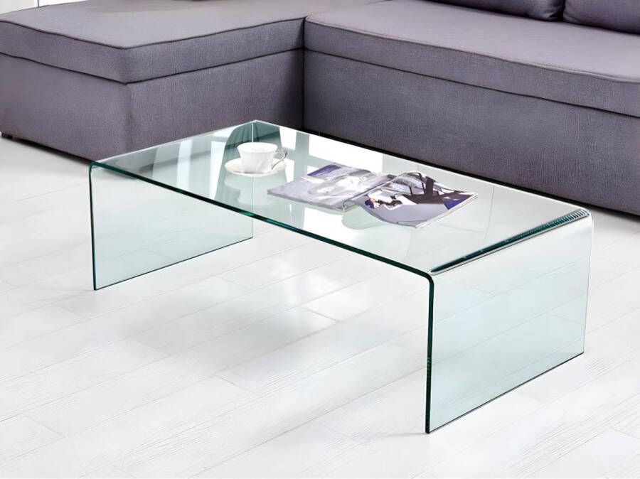 Vente-unique Salontafel ALONZO Gebogen gehard glas L 110 cm x H 35 cm x D 55 cm