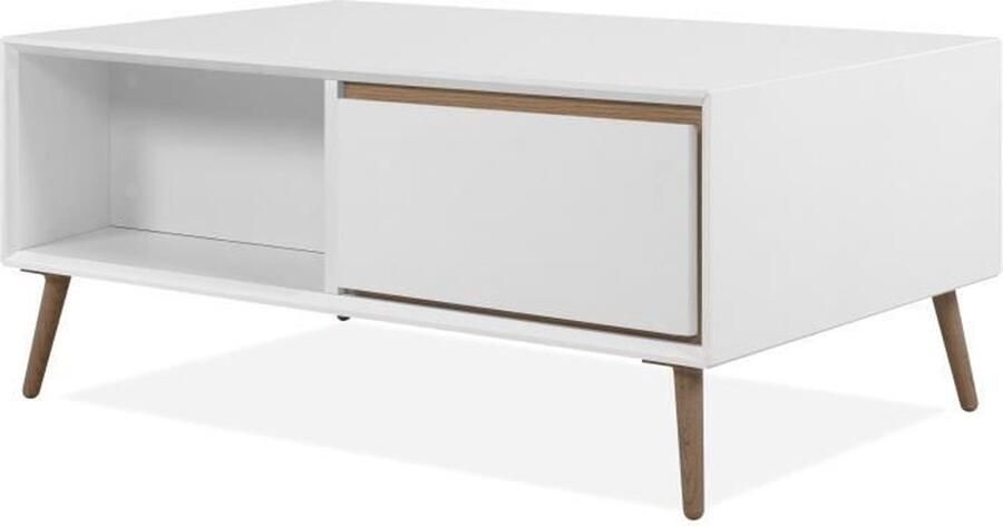 Salontafel ARONA Rechthoekig Wit Ambachtelijk eiken 94 x 40 x 55 cm