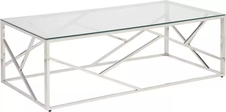PASCAL MORABITO Salontafel ATHENA Gehard glas en staal Chroomkleurig van Pascal Morabito L 120 cm x H 40 cm x D 60 cm - Foto 2