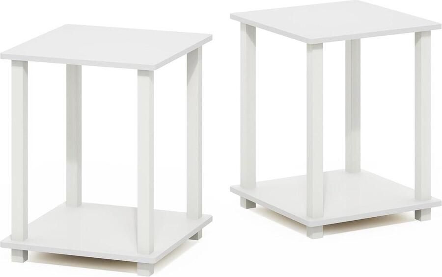 Salontafel bijzettafel 2 niveaus set wit wit Simplistic design