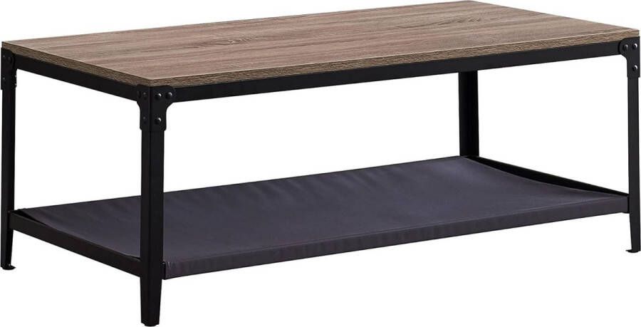 Salontafel Bijzettafel Gemaakt van Hout met MDF Bovenblad en Metalen Frame Inclusief Stoffen Hoes als Huisdierenbed Grijs L 17 x D 60 x H 46 cm