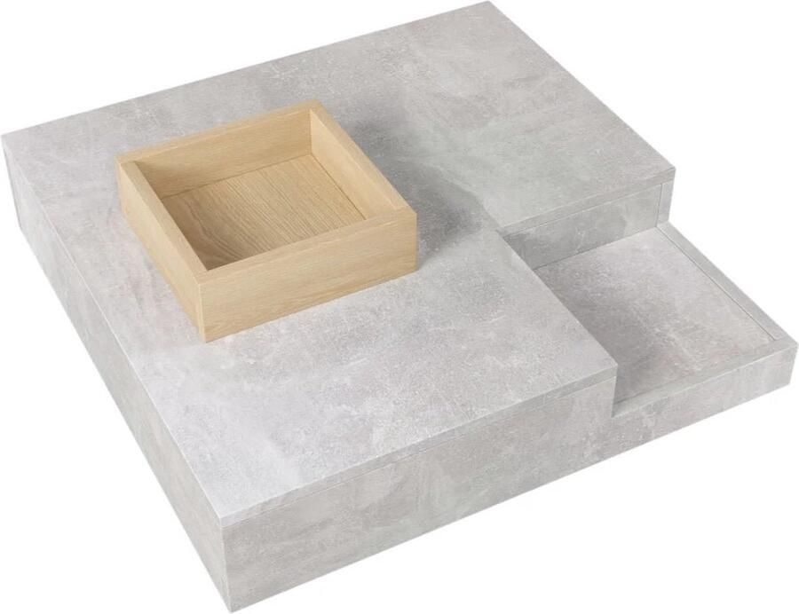 Salontafel Bijzettafel Met Afneembare Opbergdoos Woonkamer Tafel Betongrijs 72x72x30cm