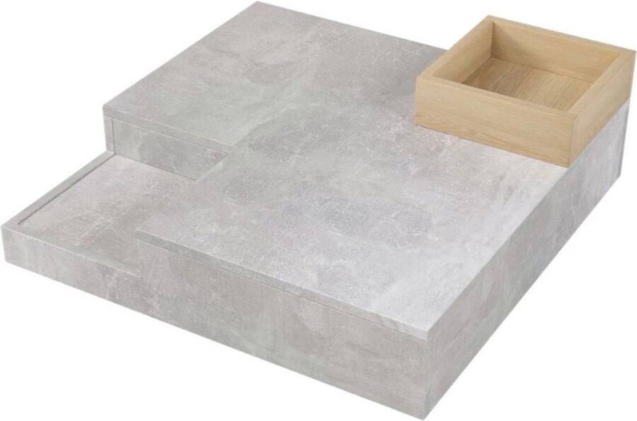 Salontafel Bijzettafel Met Afneembare Opbergdoos Woonkamer Tafel Betongrijs 72x72x30cm
