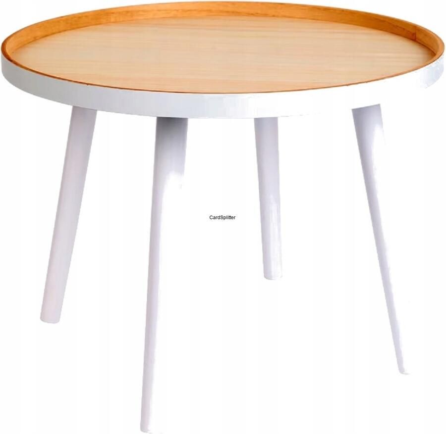 Salontafel Bijzettafel Rond industrieel Hout 50x50x38 CM Wit