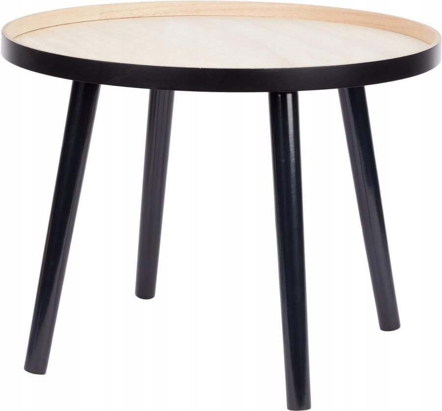 Salontafel Bijzettafel Rond industrieel Hout 50x50x38 CM Zwart