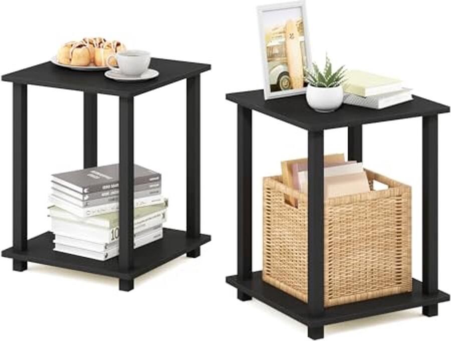 Salontafel bijzettafel set van 2 met 2 niveaus Compact en veelzijdig