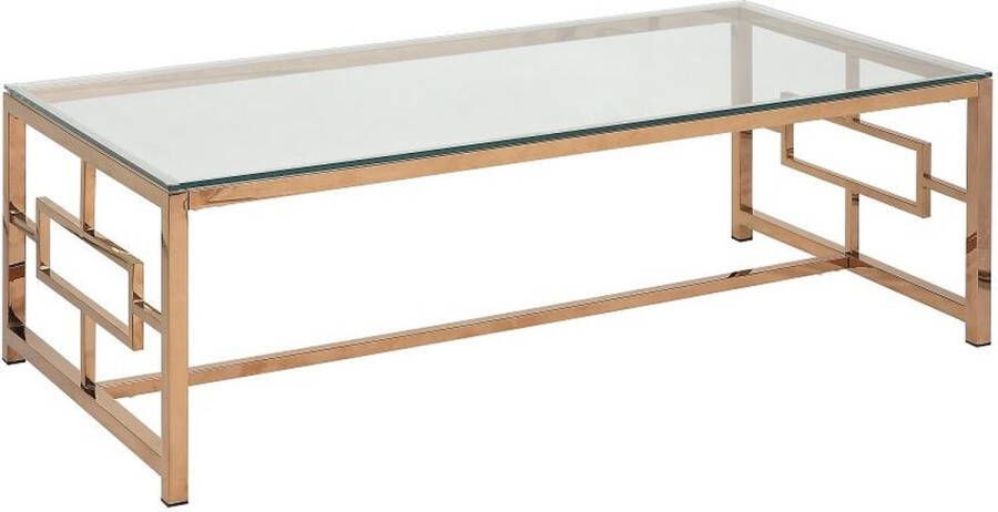 Pascal Morabito Salontafel CLOTILDE Gehard glas en staal Koperkleurig van L 120 cm x H 40 cm x D 60 cm