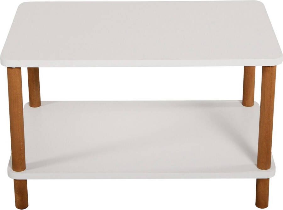 Unbranded Salontafel Daan Rechthoek 43x70x44 cm Wit en Houtkleurig Spaanplaat en Beukenhout Modern Design - Foto 2