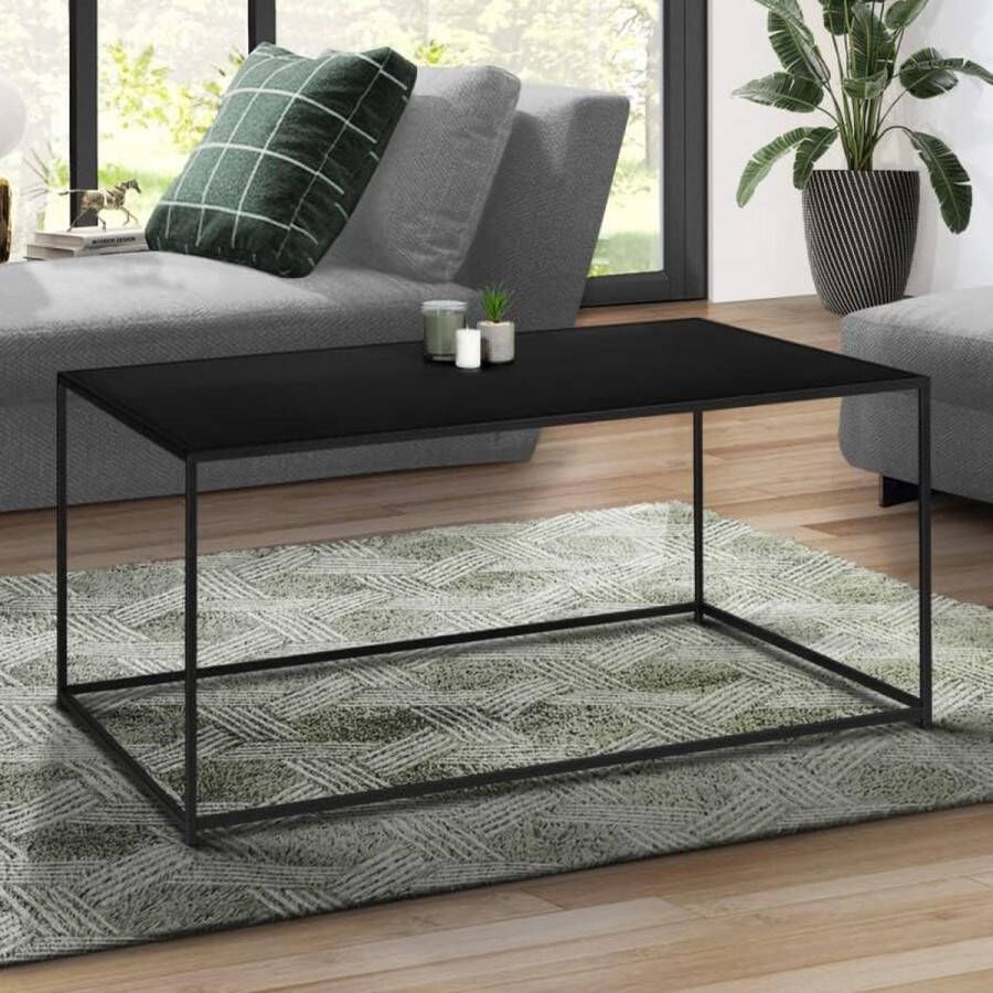 Salontafel Davis 113 cm van metaal zwart mat industrieel design