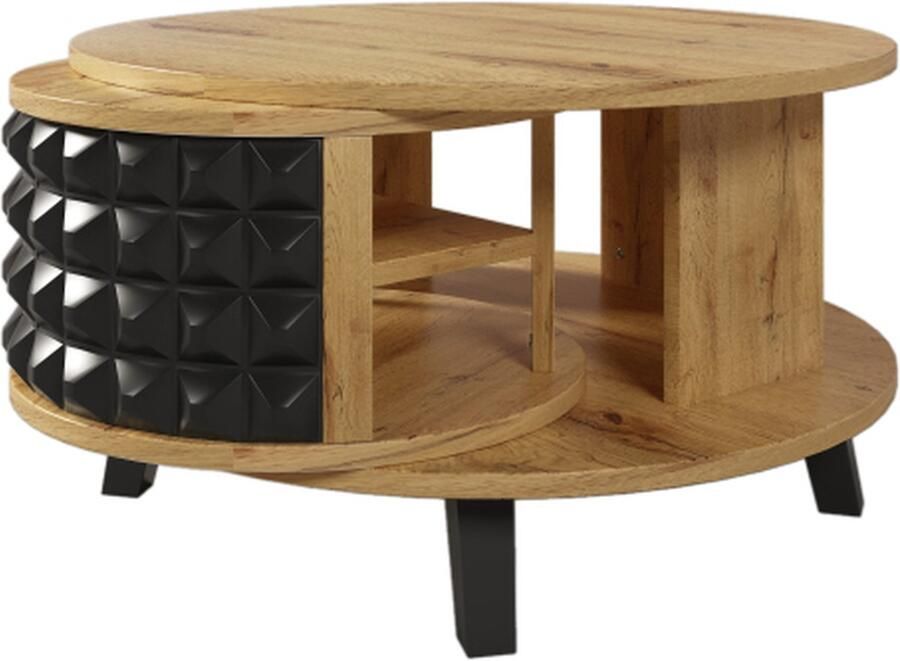 Zonder merk Gotagee Salontafel Draaibare Tafel Bijzettafel met Verborgen Interne Opbergruimte Natuurlijk