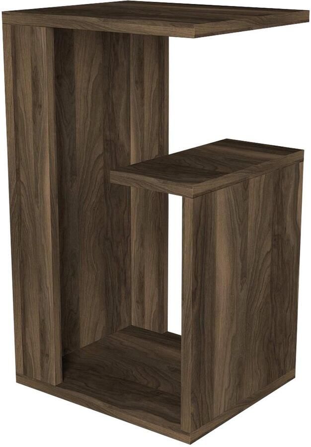 Sister 4968 Salontafel bijzettafel koffietafel walnoot 35 x 29 5 x 60 cm met planken verschillend opstelbaar (Tesbih walnoot)