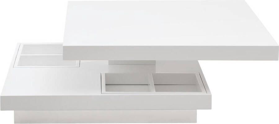 Salontafel FAUSTO II Draaiblad Wit gelakt mdf L 80 cm x H 34 cm x D 80 cm
