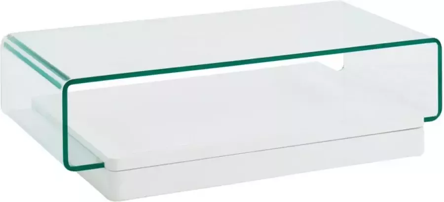 Vente-unique Salontafel GLOSSIE Gebogen glas & wit gelakt MDF L 120 cm x H 33 cm x D 70 cm - Foto 2
