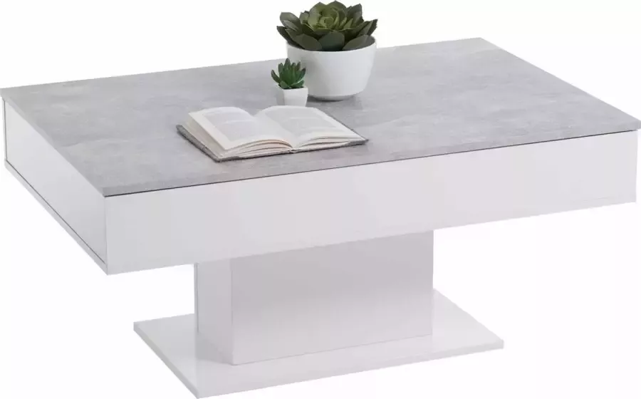 Salontafel Hebe Beton Wit Rechthoek 100x65cm Hoogte 46.1 cm