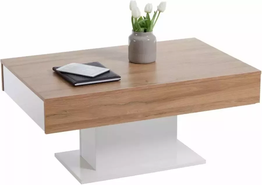 Salontafel Hebe Wit Oudeiken Rechthoek 100x65cm Hoogte 46.6 cm