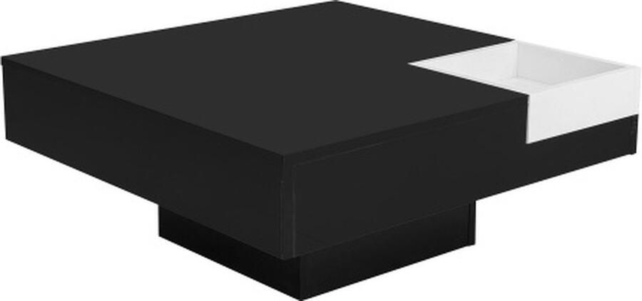Zonder merk Gotagee Salontafel Hoogglans Woonkamertafel Bijzettafel Wit En Zwart 72x72x30 cm Met LED Verlichtingseffect Met Afneembare Opbergdoos Kleurblok