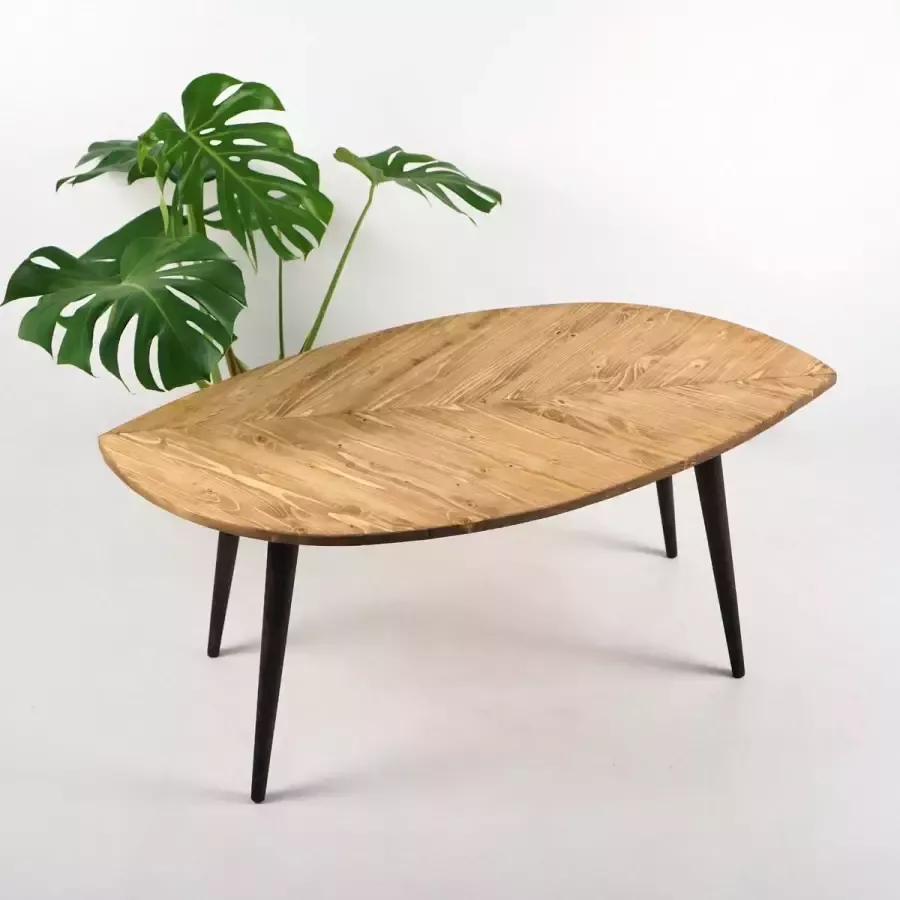 IWA Concept Salontafel Houten salontafel Massief blad salontafel bijzettafel koffietafel Salontafel Industireel Moderne middentafel Sparrenboom Salontafel Groot 98x53 cm - Foto 3