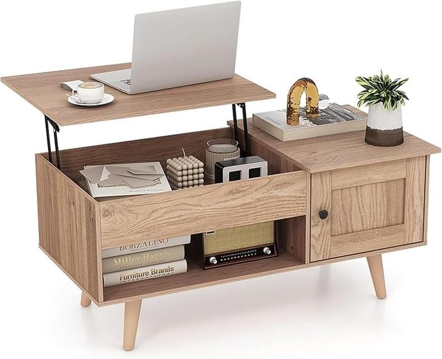 Salontafel in hoogte verstelbaar salontafel met opbergruimte bijzettafel met verborgen vak kast en open plank en hefblad salontafel voor kantoor woonkamer