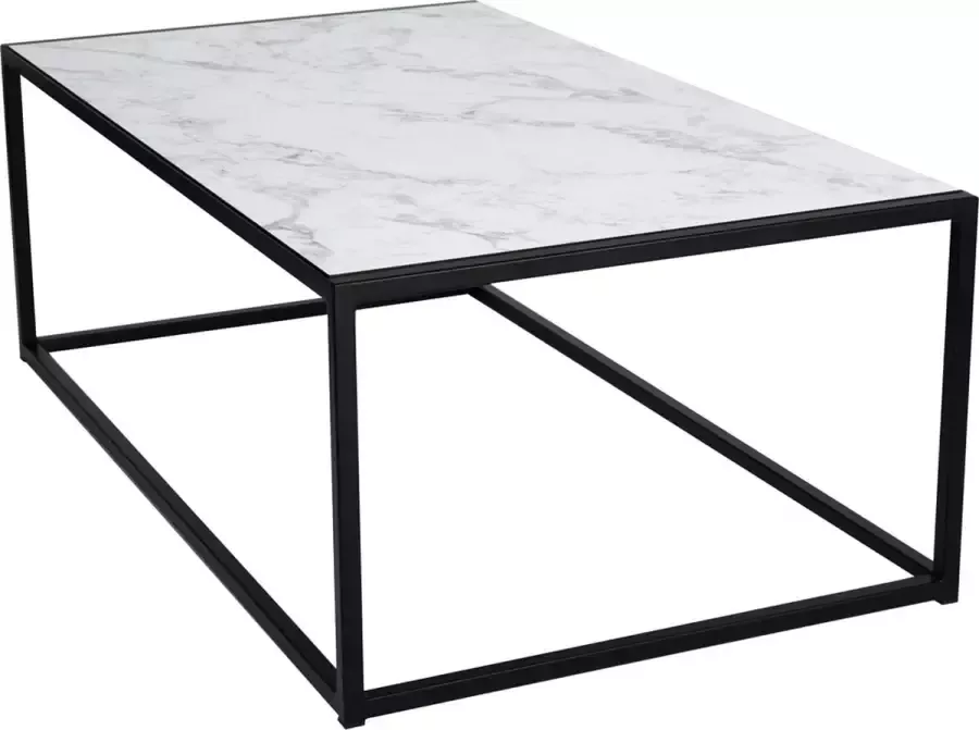 Salontafel Industrieel Zwart Metaal Witte Marmer 1150 x 650 x 413 MY Own Table 007C