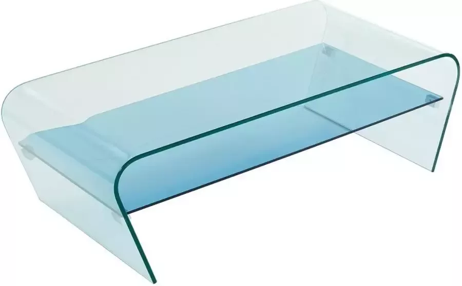Vente-unique Salontafel KELLY Gehard glas Blauw gelakt blad L 120 cm x H 37 cm x D 60 cm - Foto 2