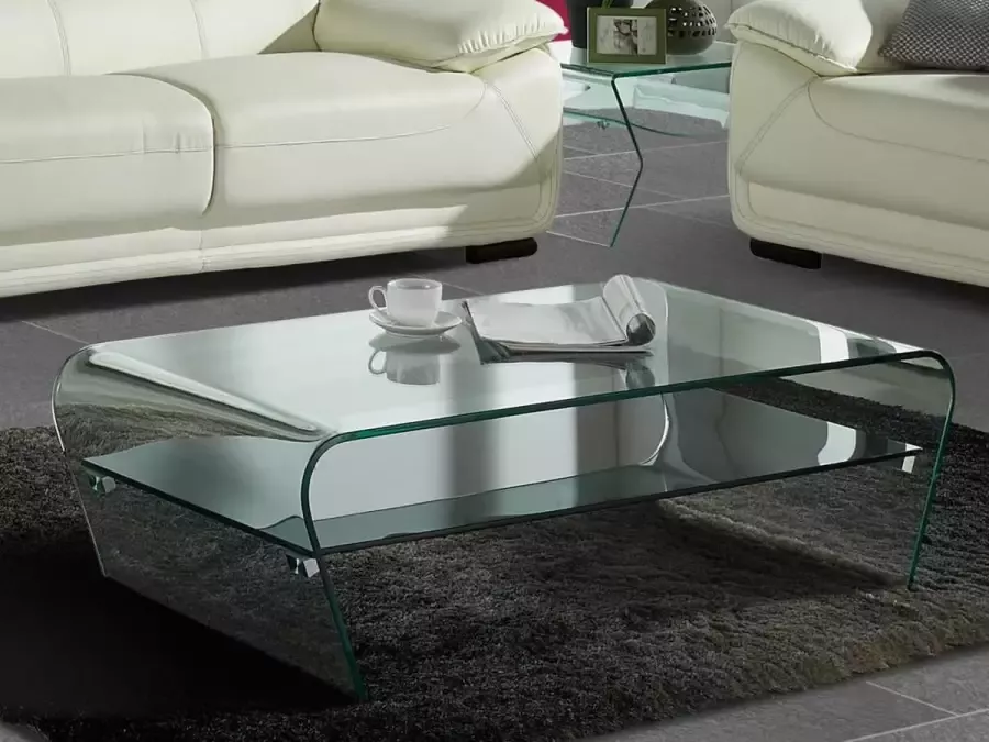 Vente-unique Salontafel KELLY Gehard glas Zwart gelakt blad L 120 cm x H 37 cm x D 60 cm - Foto 4