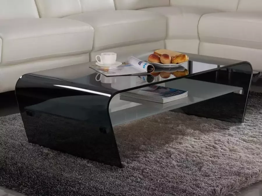 Vente-unique Salontafel KELLY Gehard glas Zwart wit L 120 cm x H 37 cm x D 60 cm - Foto 5