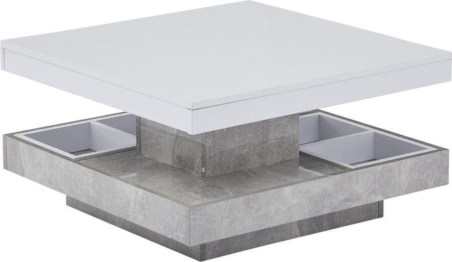 Zonder merk Gotagee Salontafel Koffietafel Bijzettafel met 360° draaibaar blad en opbergvak aan de onderkant