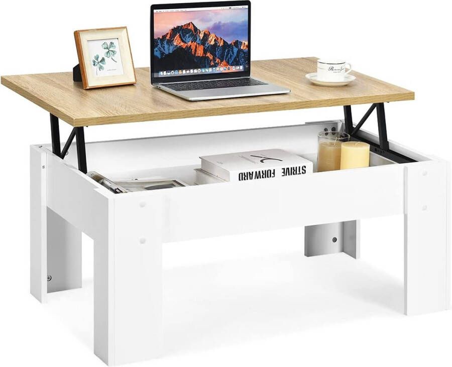 salontafel koffietafel in hoogte verstelbare met verborgen opbergvak cocktailtafel met lift tafelblad voor woonkamer (Bruin)
