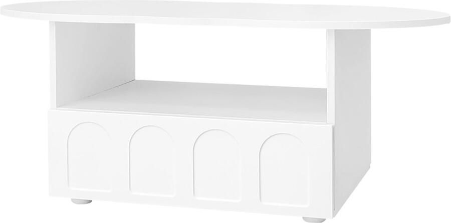 Salontafel koffietafel opbergtafel multifunctionele tafel met 1 lade en 1 open compartiment onregelmatig wolkachtig afgerond ontwerp 100x60x40 5 cm wit