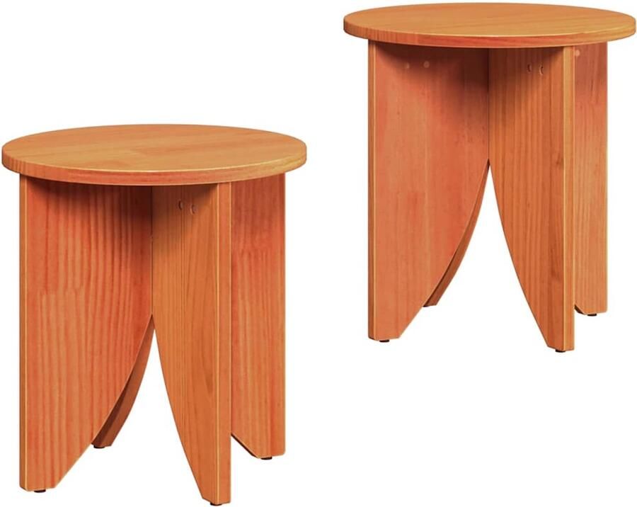 VidaXL Salontafel 2 pcs Bruin 41 5 x 41 5 x 41 cm Massief grenenhout - Foto 2
