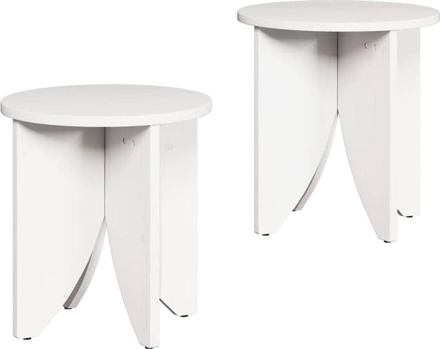VidaXL Salontafel 2 pcs Wit 41.5 x 41.5 x 41 cm Massief grenenhout - Foto 2