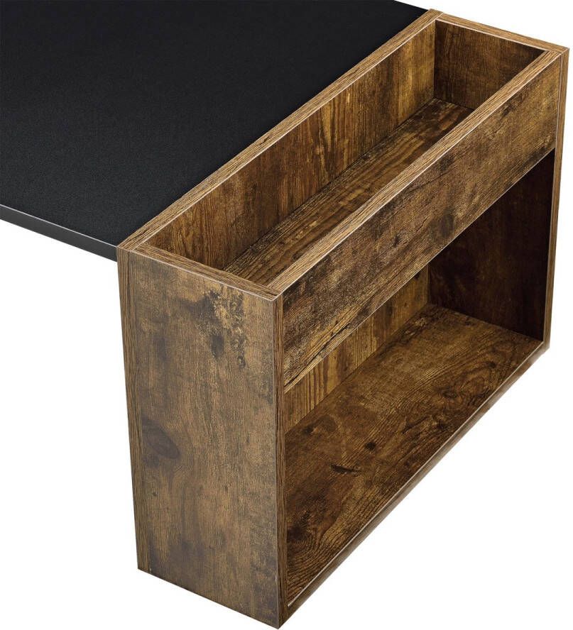 Unbranded Salontafel Kristal 2 Open Vakken 95x50x34 cm Zwart Eiken Spaanplaat Luxe Design - Foto 2