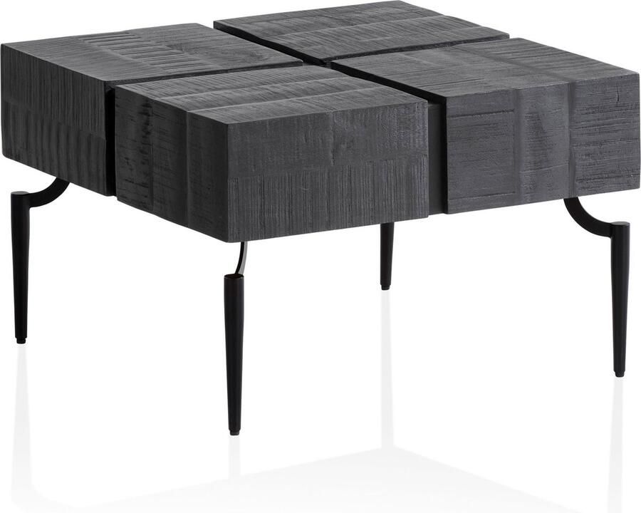 Rootz Living Rootz salontafel mangohouten banktafel moderne kubustafel handgemaakt uniek ontwerp beschermende vernis 60 cm x 60 cm x 40 cm