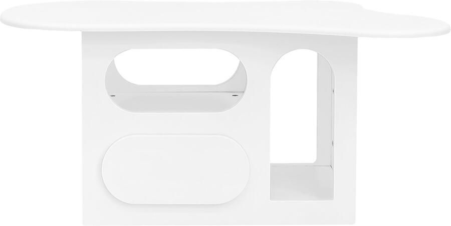 Salontafel met 1 lade en 2 open vakken wolkvormig onregelmatig asymmetrisch ontwerp met ronde vormen 97 x 45 x 43 5 cm wit