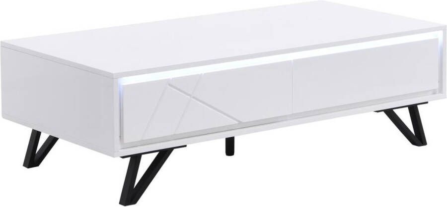 Vente-unique Salontafel met 2 lades met ledverlichting van mdf Wit gelakt SALIANO L 120 cm x H 38 cm x D 60 cm - Foto 3
