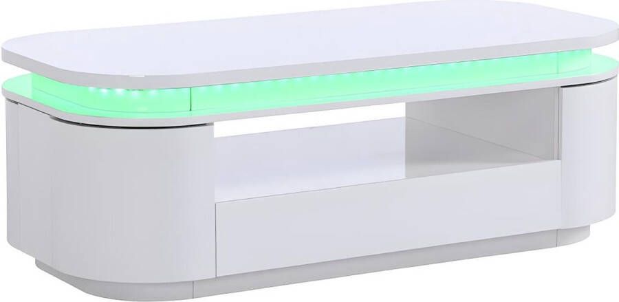 Vente-unique Salontafel met 4 kasten en 1 lade LEDs MDF Witgelakt VANDANA L 120 cm x H 42.5 cm x D 60 cm - Foto 4