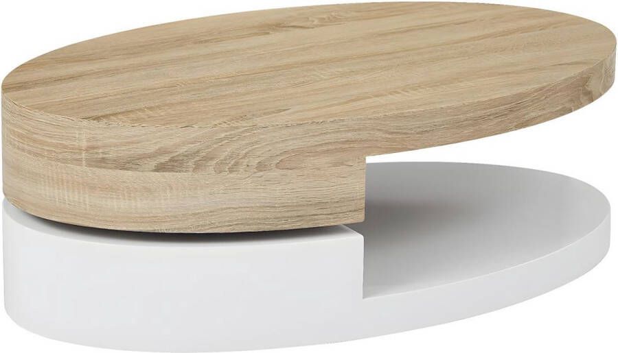 Vente-unique Salontafel met draaibaar tafelblad Mdf Naturel en wit VITALY L 100 cm x H 33 cm x D 60 cm