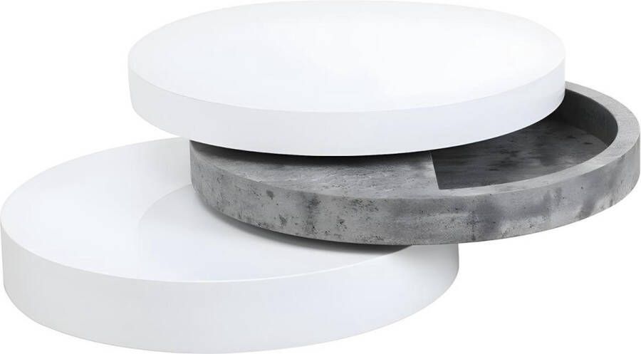 Vente-unique Salontafel met draaiblad JANITA MDF Beton en wit L 80 cm x H 32.5 cm x D 80 cm - Foto 2
